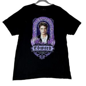 Twilight T Shirt Mens Black L Edward Cullen Stained Glass Graphic Short Sleeve